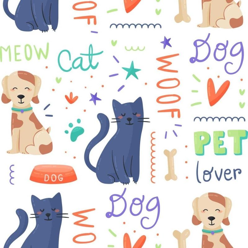 Papel de Parede Adesivo Gatinhos e Cachorros N04059 - Papel na Parede