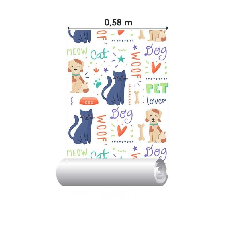 Papel de Parede Adesivo Gatinhos e Cachorros N04059 - Papel na Parede