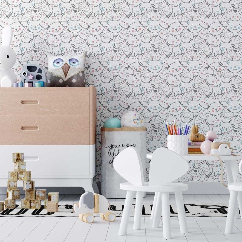 Papel de Parede Adesivo Gatinhos Minimalistas N04044 - Papel na Parede