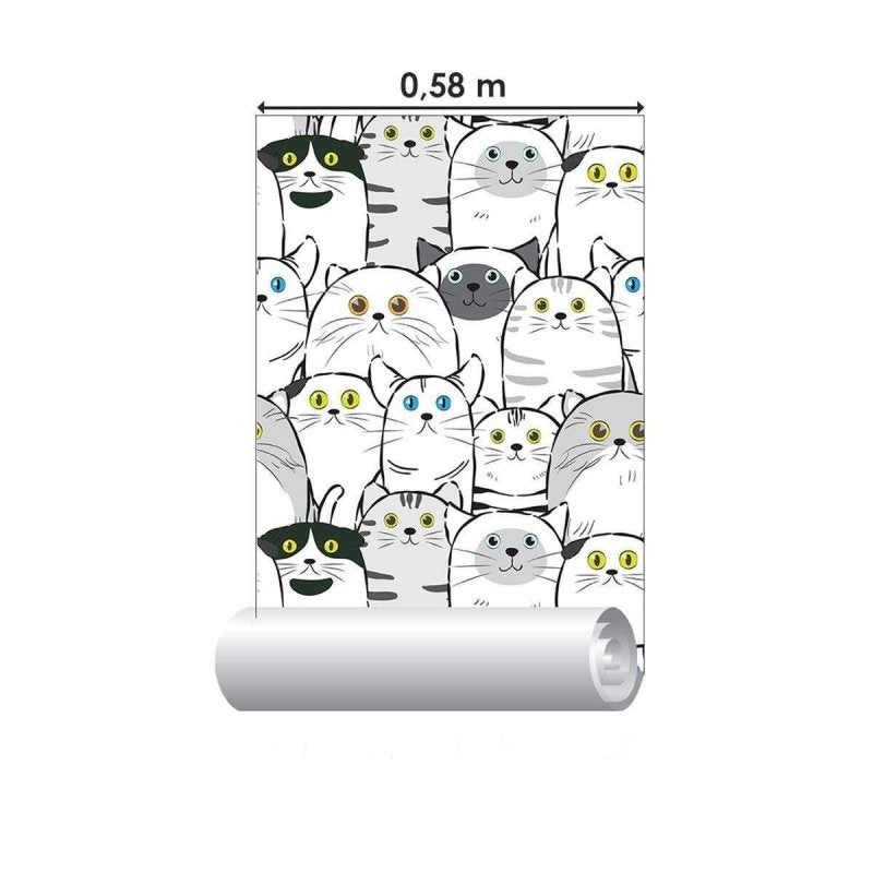 Papel de Parede Adesivo Gatinhos Minimalistas N04049 - Papel na Parede