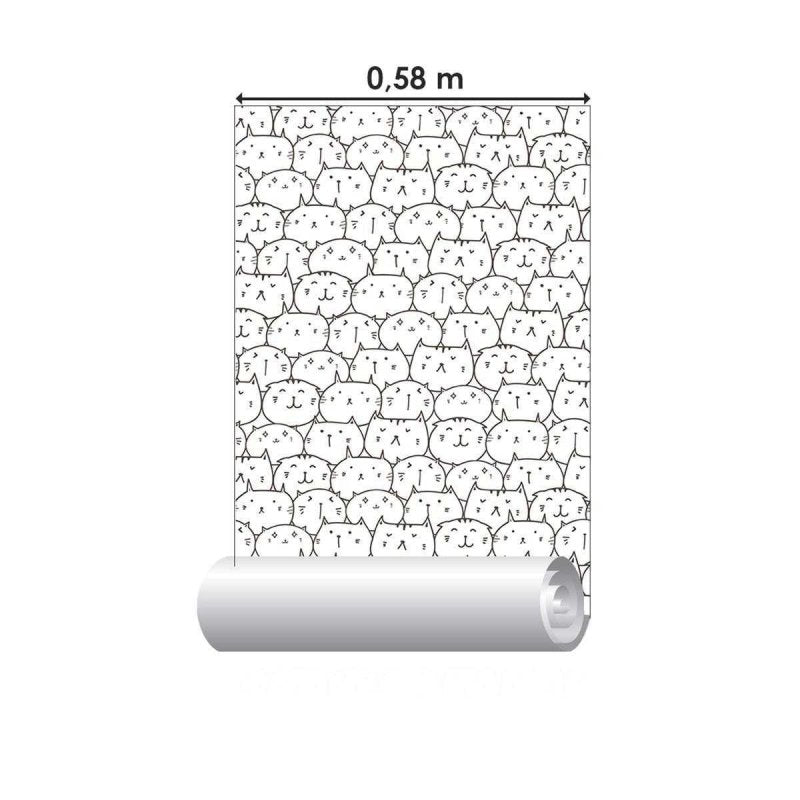 Papel de Parede Adesivo Gatinhos para Colorir N04043 - Papel na Parede