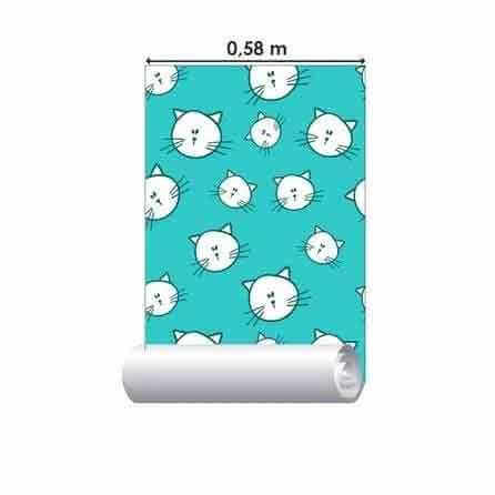 Papel de Parede Adesivo Gato Verde e Branco 210372754 - Papel na Parede