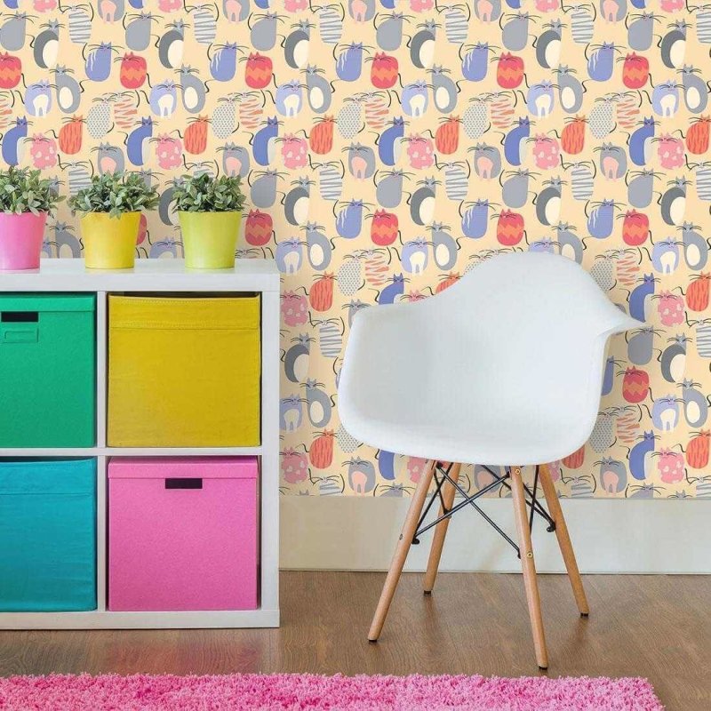 Papel de Parede Adesivo Gatos Coloridos 307 - Papel na Parede