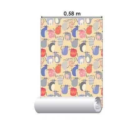 Papel de Parede Adesivo Gatos Coloridos 307 - Papel na Parede