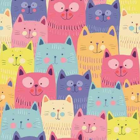 Papel de Parede Adesivo Gatos Coloridos Infantil 5369 - Papel na Parede