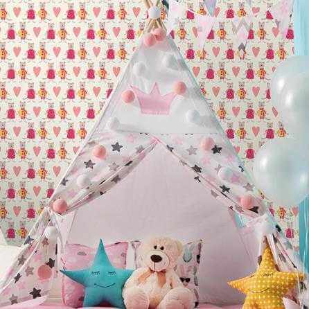 Papel de Parede Adesivo gatos e coração 183910115 - Papel na Parede