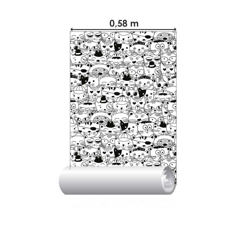 Papel de Parede Adesivo Gatos para colorir N04253 - Papel na Parede