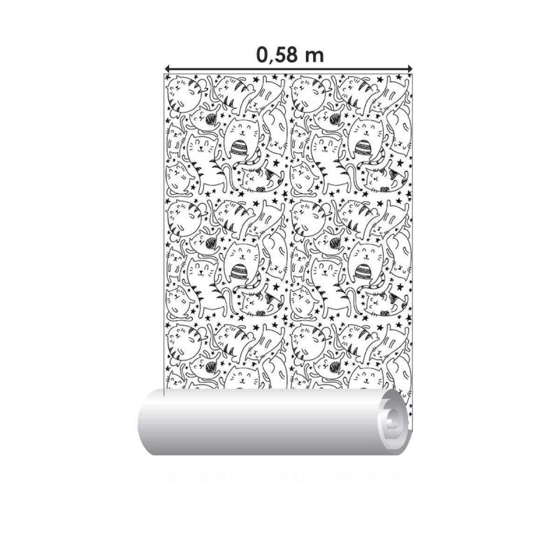 Papel de Parede Adesivo Gatos para Colorir N04294 - Papel na Parede