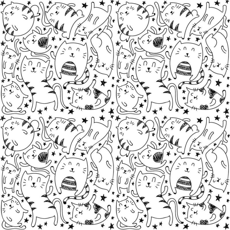 Papel de Parede Adesivo Gatos para Colorir N04294 - Papel na Parede