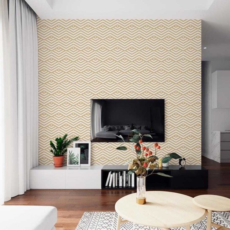 Papel de Parede Adesivo Geomátrico Retrô Amarelo N06137 - Papel na Parede