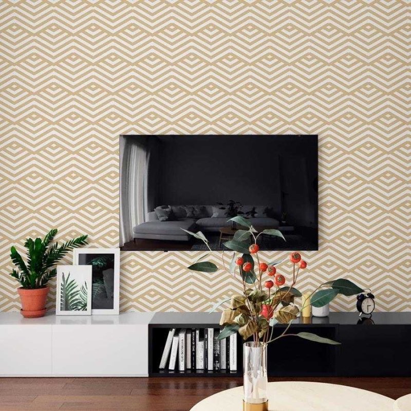 Papel de Parede Adesivo Geomátrico Retrô Amarelo N06137 - Papel na Parede