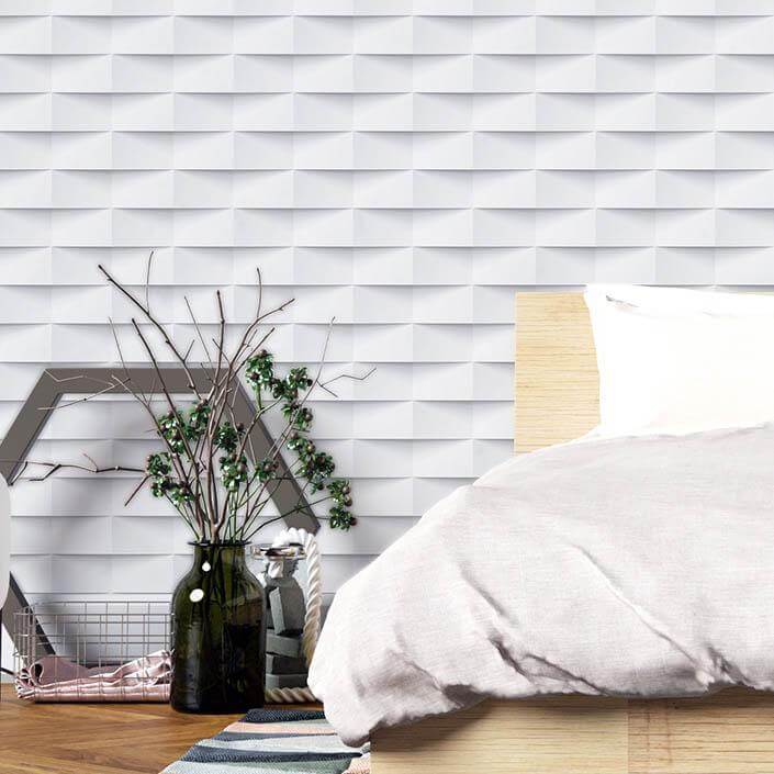 Papel de Parede Adesivo Geometrico 3d branco 183374603 - Papel na Parede