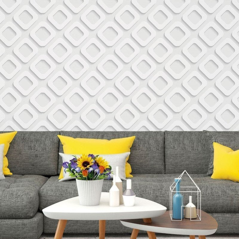 Papel de Parede Adesivo Geométrico 3D Cinza N017001 - Papel na Parede