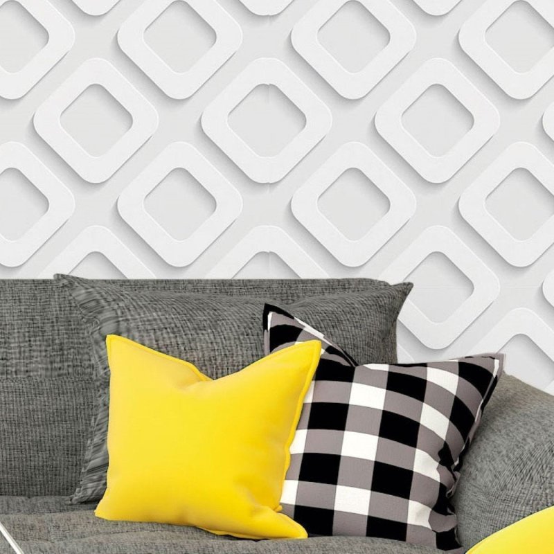 Papel de Parede Adesivo Geométrico 3D Cinza N017001 - Papel na Parede