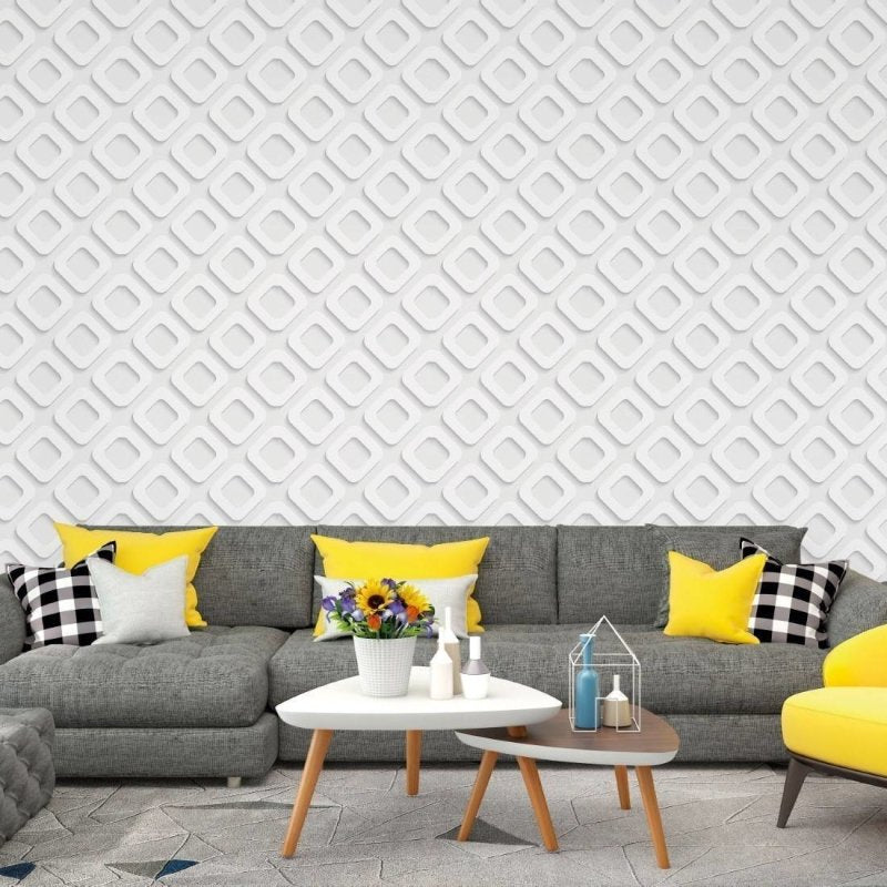 Papel de Parede Adesivo Geométrico 3D Cinza N017001 - Papel na Parede