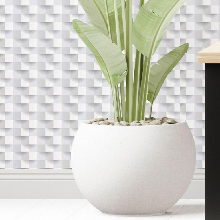 Papel de Parede Adesivo Geométrico 3D Cinza N017019 - Papel na Parede