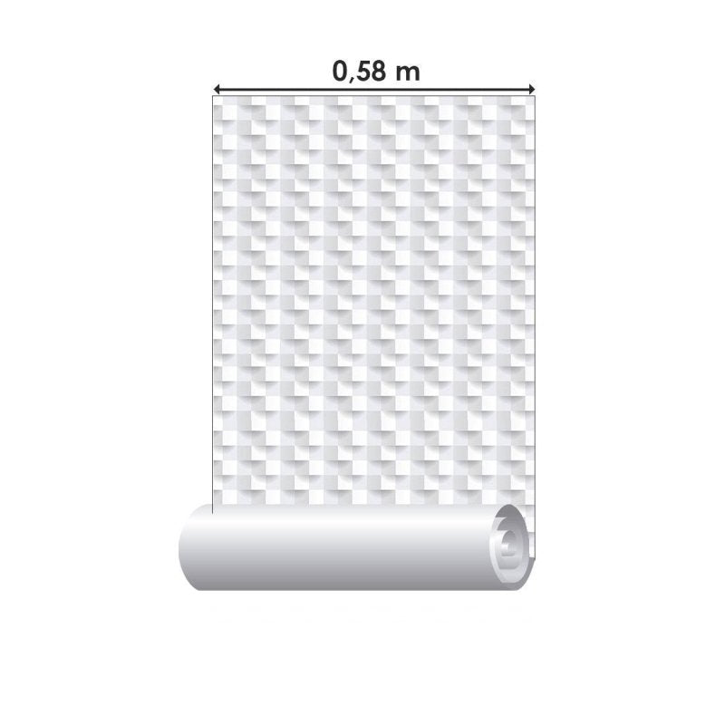 Papel de Parede Adesivo Geométrico 3D Cinza N017019 - Papel na Parede
