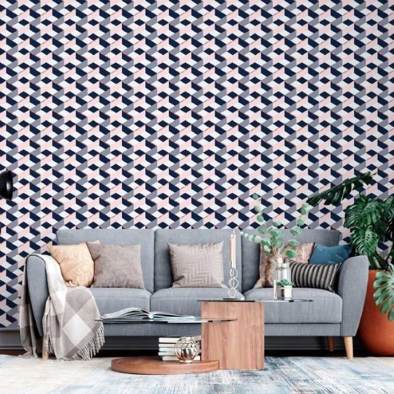 Papel de Parede Adesivo Geométrico 3D N013089 - Papel na Parede