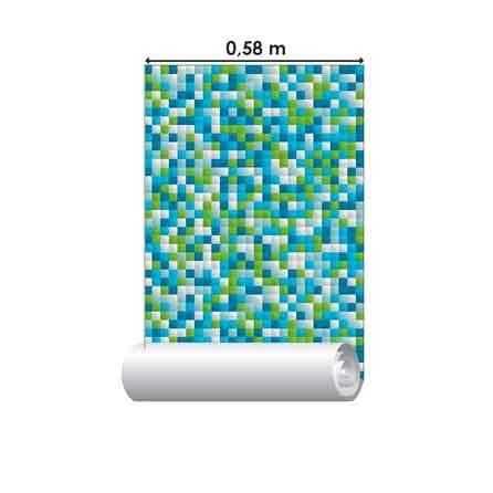 Papel de Parede Adesivo Geometrico 3d verde e azul 211921036 - Papel na Parede