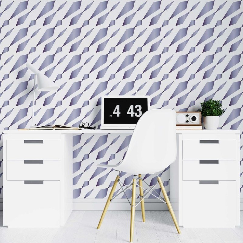Papel de Parede Adesivo Geométrico Abstrato Azul Metálico N07019 - Papel na Parede