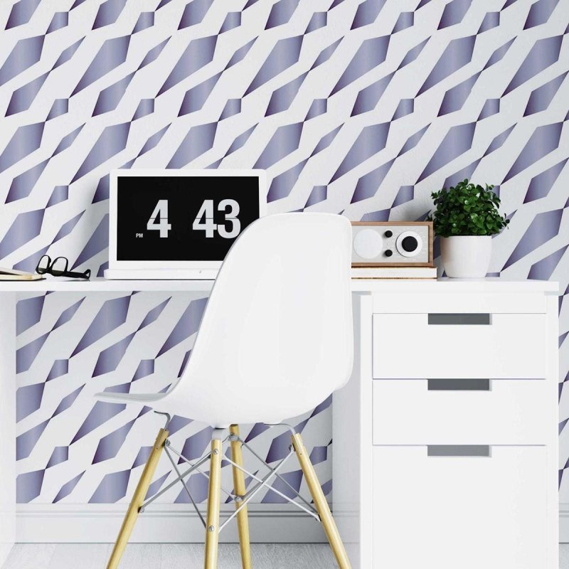 Papel de Parede Adesivo Geométrico Abstrato Azul Metálico N07019 - Papel na Parede