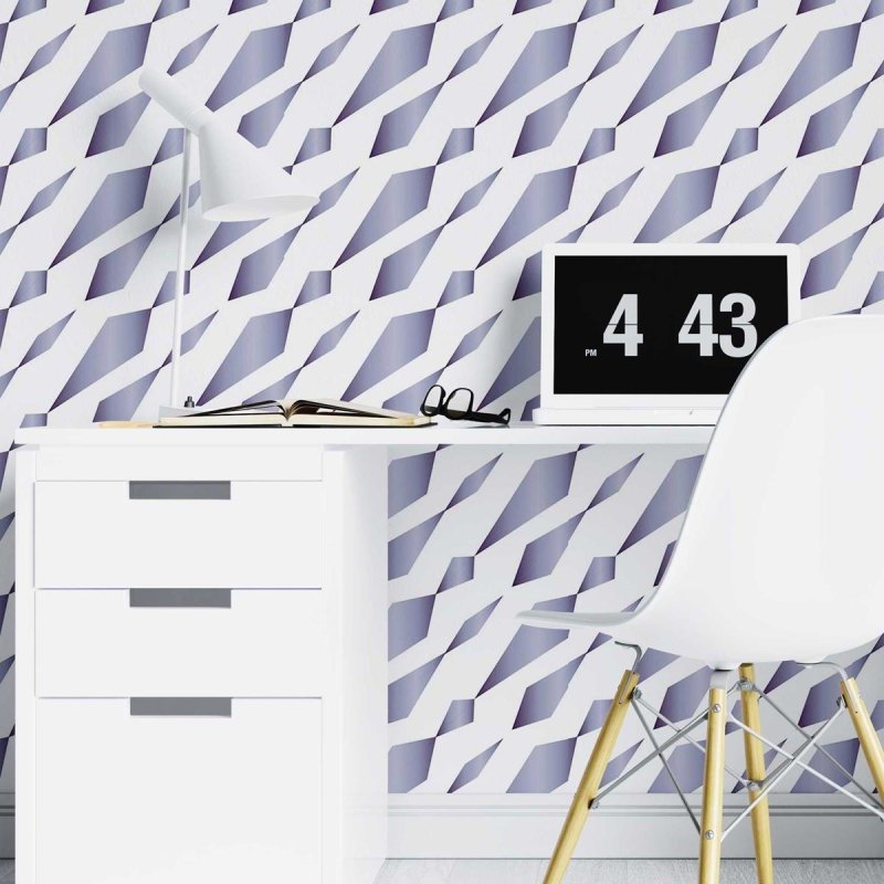 Papel de Parede Adesivo Geométrico Abstrato Azul Metálico N07019 - Papel na Parede
