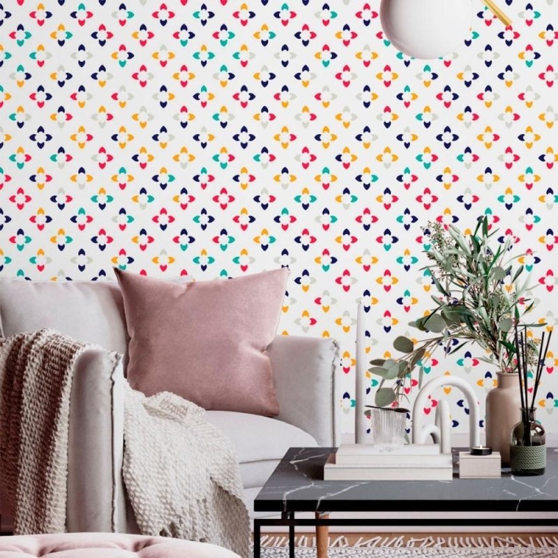 Papel de Parede Adesivo Geométrico Abstrato Floral N013005 - Papel na Parede