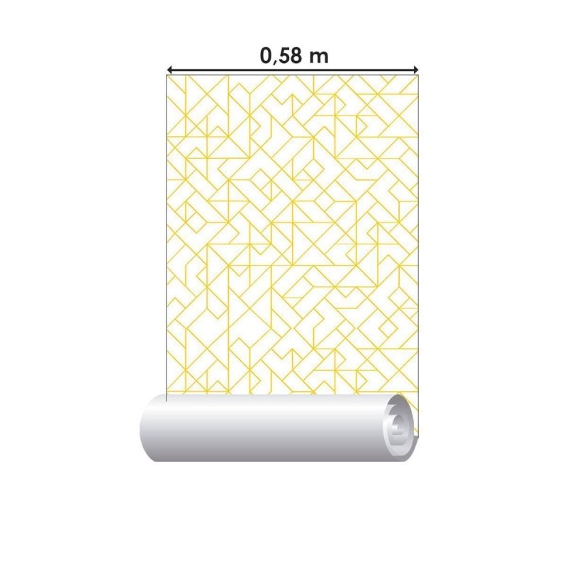 Papel de Parede Adesivo Geométrico Amarelo N010132 - Papel na Parede