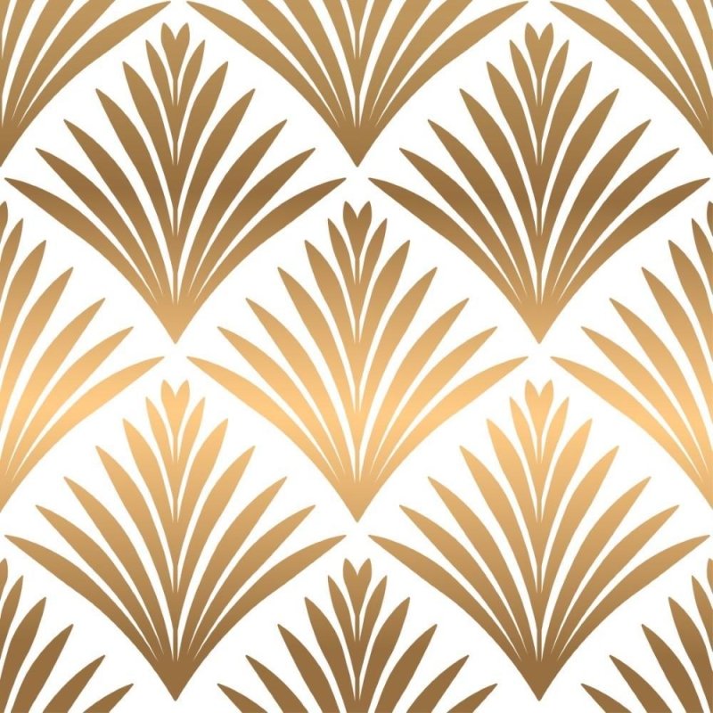 Papel de Parede Adesivo Geométrico Art Déco Folhas N013029 - Papel na Parede