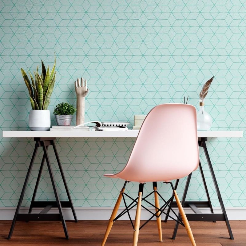 Papel de Parede Adesivo Geométrico azul N08132 - Papel na Parede