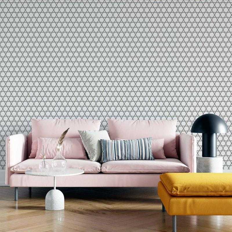 Papel de Parede Adesivo Geométrico Branco e Cinza N05260 - Papel na Parede