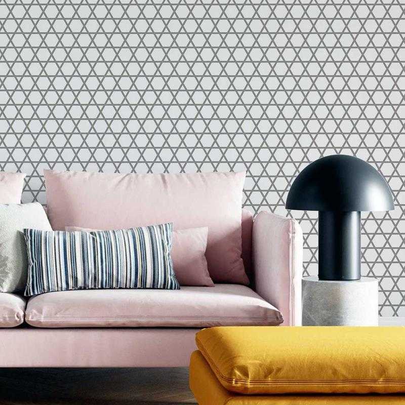 Papel de Parede Adesivo Geométrico Branco e Cinza N05260 - Papel na Parede