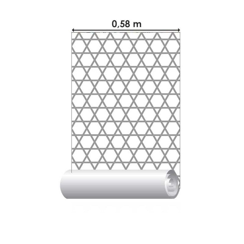 Papel de Parede Adesivo Geométrico Branco e Cinza N05260 - Papel na Parede