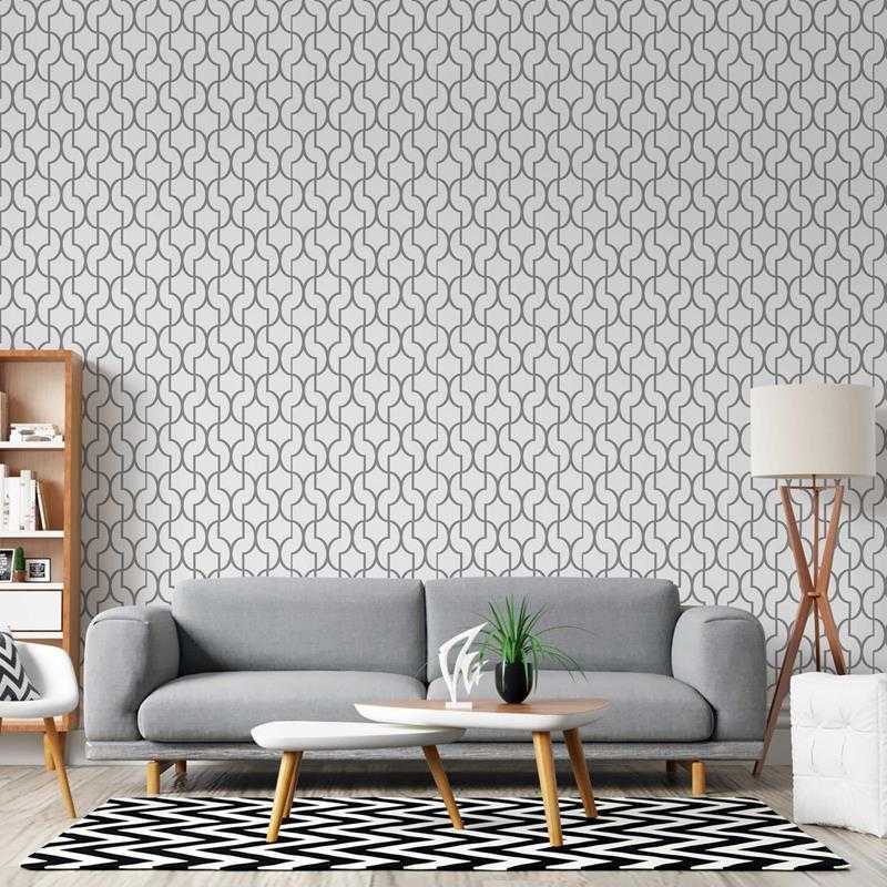 Papel de Parede Adesivo Geométrico Branco e Cinza N05267 - Papel na Parede