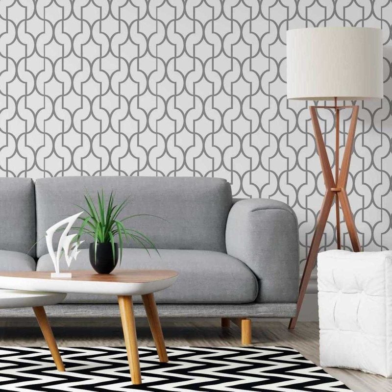 Papel de Parede Adesivo Geométrico Branco e Cinza N05267 - Papel na Parede
