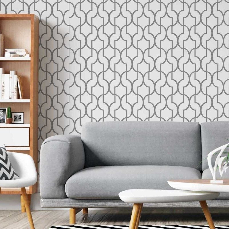 Papel de Parede Adesivo Geométrico Branco e Cinza N05267 - Papel na Parede