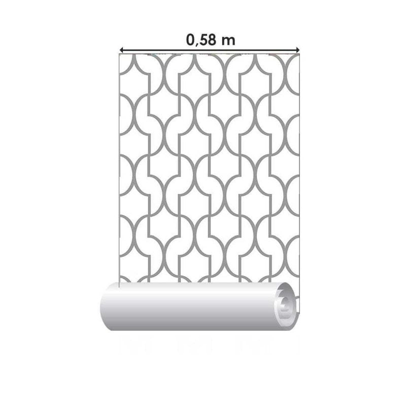 Papel de Parede Adesivo Geométrico Branco e Cinza N05267 - Papel na Parede