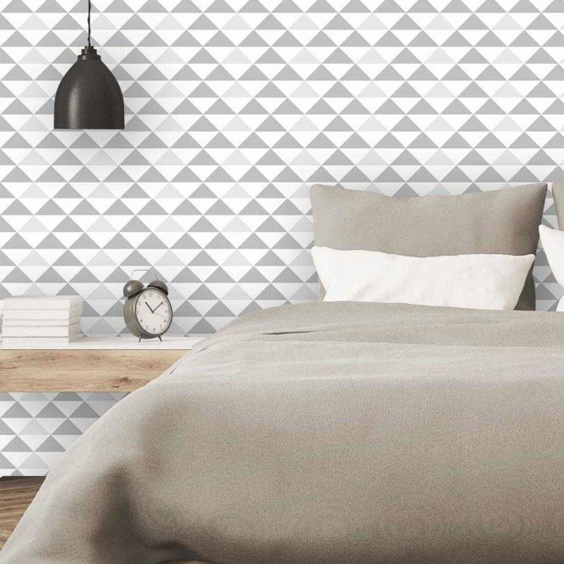 Papel de Parede Adesivo Geométrico Cinza Triângulo 564641358653 - Papel na Parede