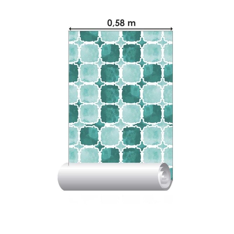 Papel de Parede Adesivo Geométrico com Aquarela Azul N04193 - Papel na Parede