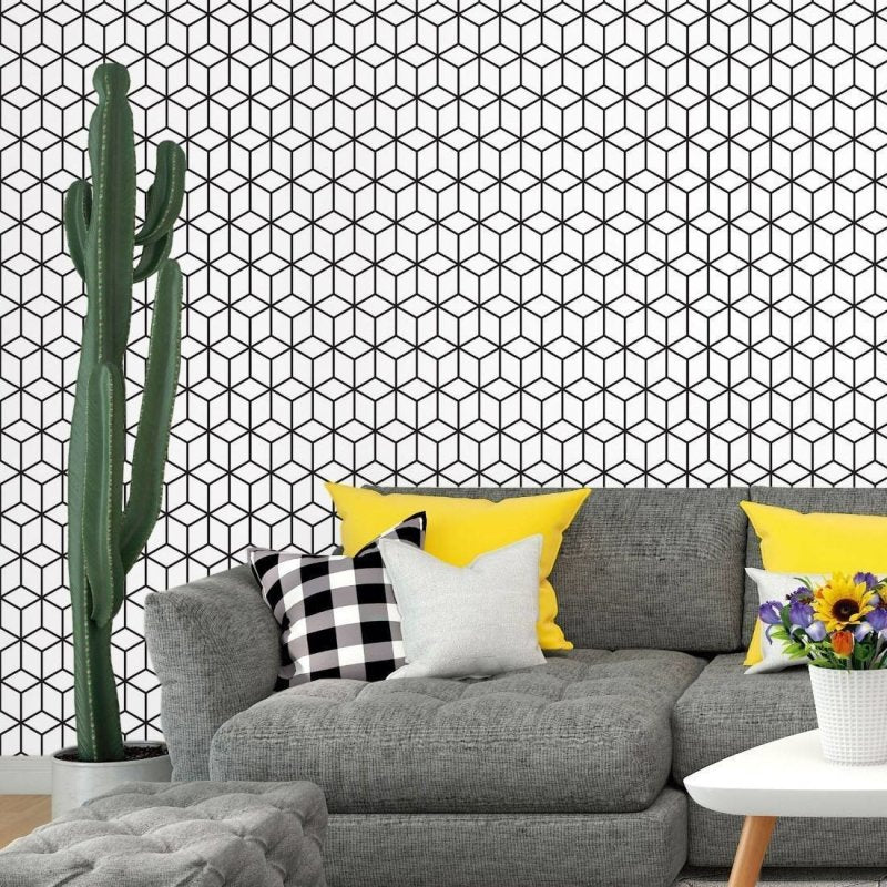 Papel de Parede Adesivo Geométrico Cubos 3D Colorir N017056 - Papel na Parede