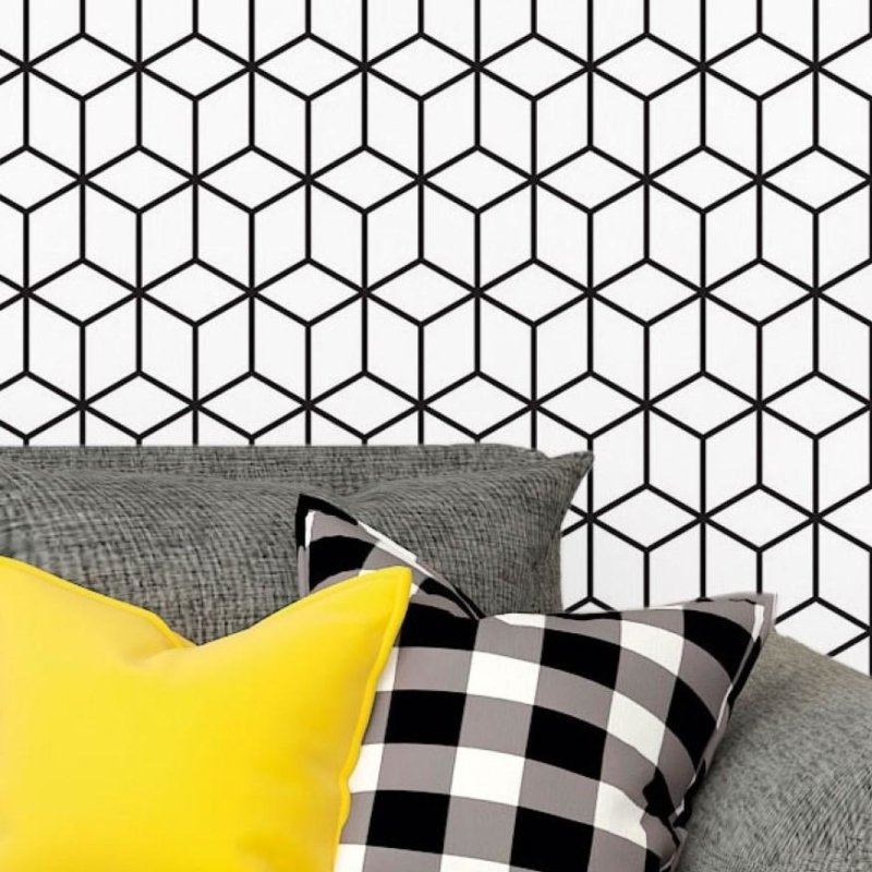 Papel de Parede Adesivo Geométrico Cubos 3D Colorir N017056 - Papel na Parede