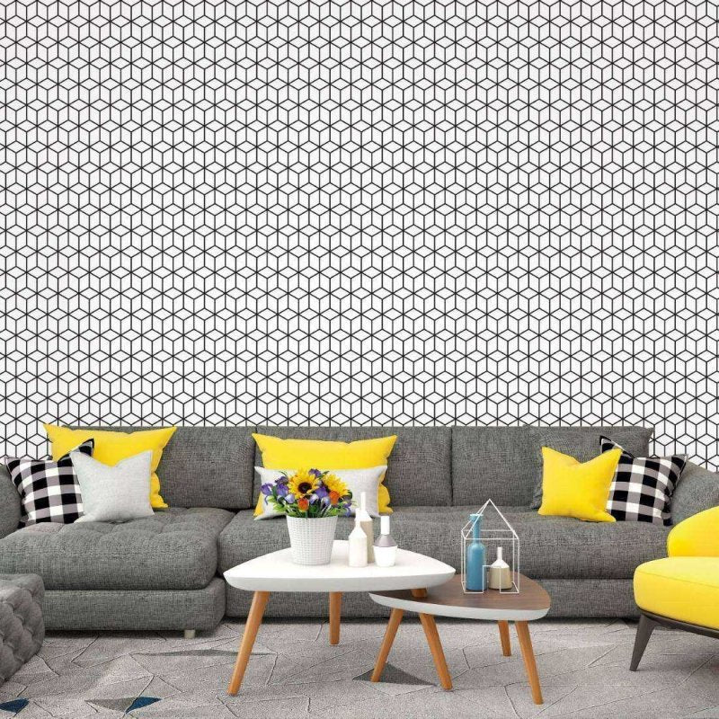 Papel de Parede Adesivo Geométrico Cubos 3D Colorir N017056 - Papel na Parede