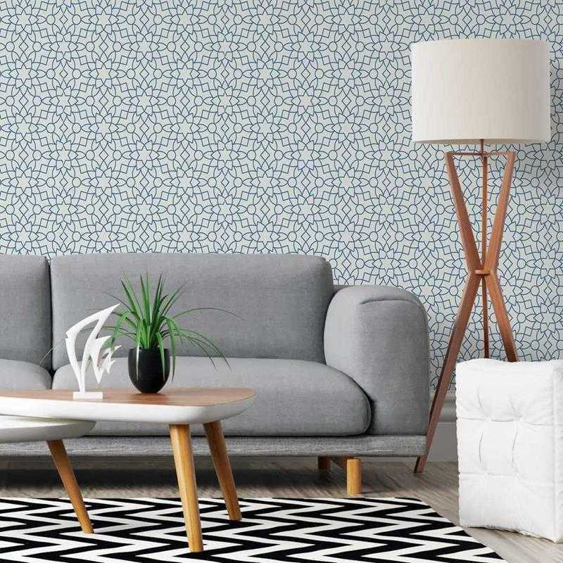 Papel de Parede Adesivo Geométrico em Linhas Azul N05220 - Papel na Parede