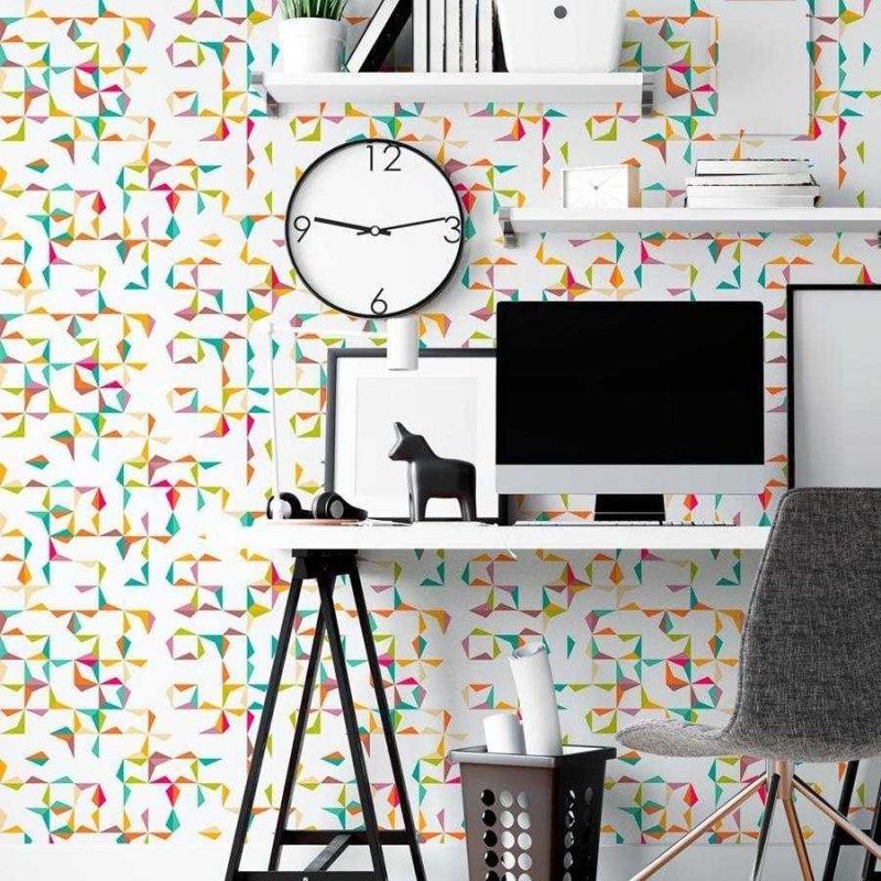 Papel de Parede Adesivo Geométrico Estrela Colorido N06184 - Papel na Parede