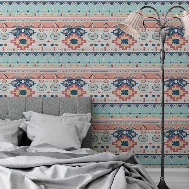 Papel de Parede Adesivo Geométrico Étnico Colorido N05112 - Papel na Parede