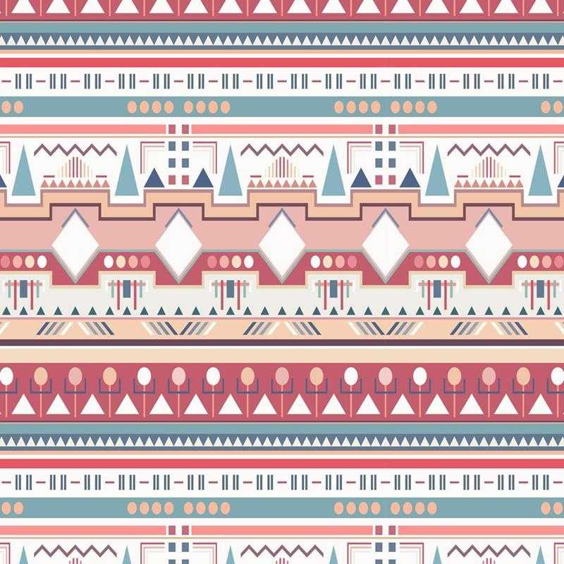 Papel de Parede Adesivo Geométrico Étnico Rosa e Azul N05120 - Papel na Parede
