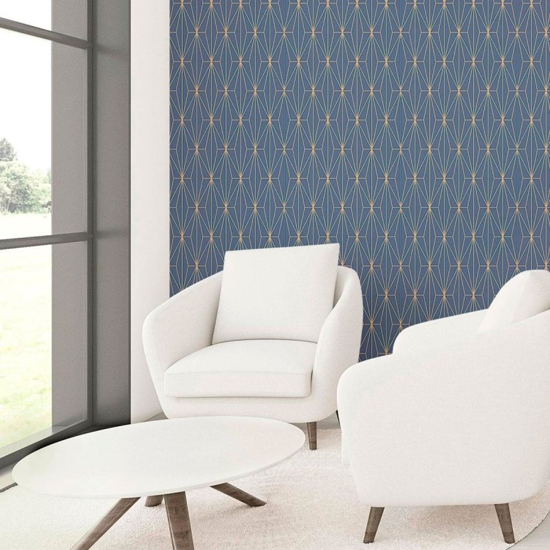 Papel de Parede Adesivo Geométrico Losango Azul N010020 - Papel na Parede