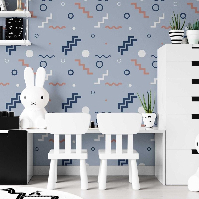 Papel de Parede Adesivo Geométrico Minimalista Azul Claro N07096 - Papel na Parede