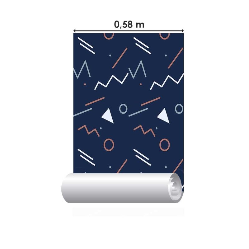Papel de Parede Adesivo Geométrico Minimalista Azul e Laranja N07094 - Papel na Parede