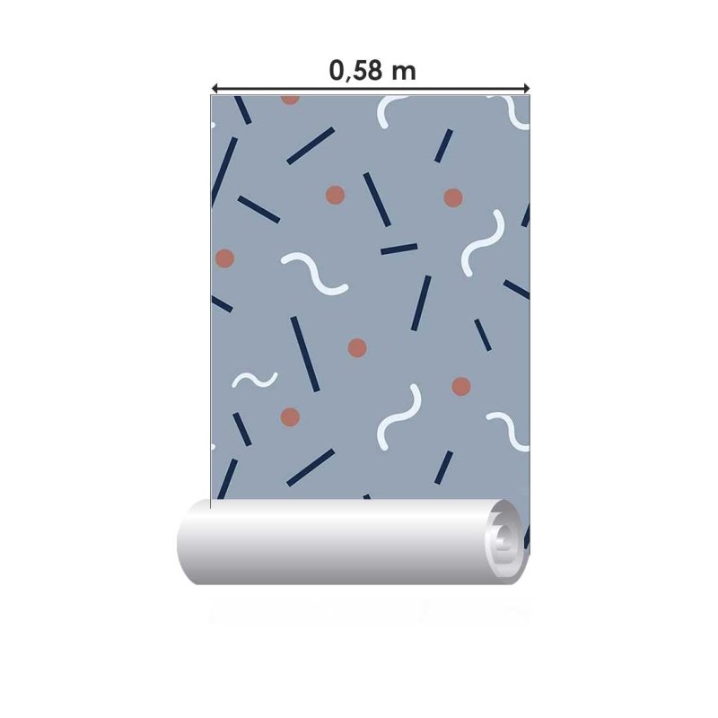 Papel de Parede Adesivo Geométrico Minimalista Azul e Vermelho N07093 - Papel na Parede